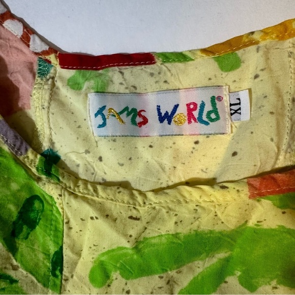 Vtg Jams World Chloe Print Sheath Dress Split Sleeve Tie Back - Picture 2 of 10